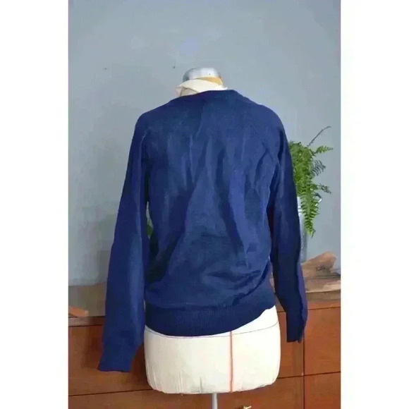 Tamar Pure Wool Australia Women's Medium V Neck Sweater Navy Blue vintage 70s - Picture 5 of 7